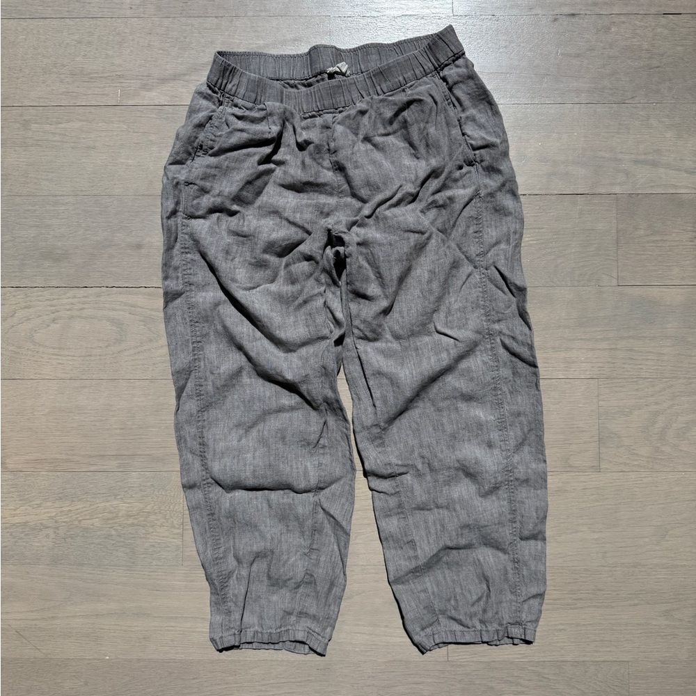Eileen Fisher Gray Ankle Cropped Pants with Elastic Waistband